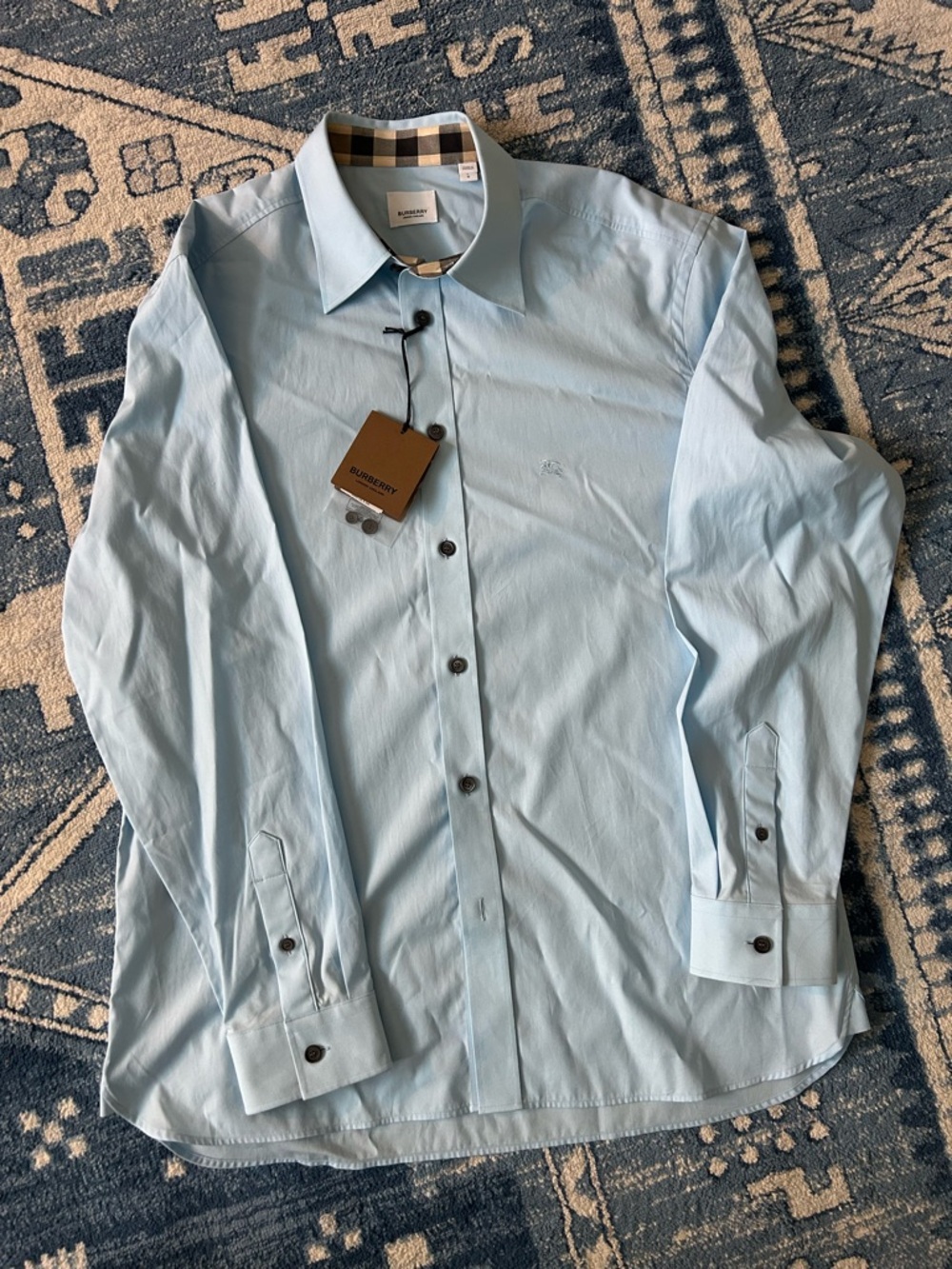 Burberry Pale Blue Men's Button-Up Dress Shirt Size Large